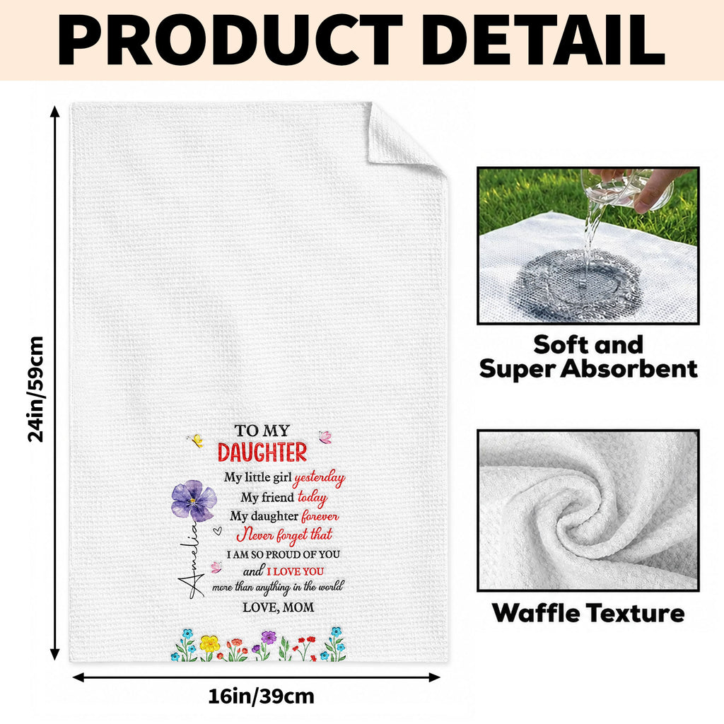 Personalized Kitchen Towel for Daughter Custom Message Gift