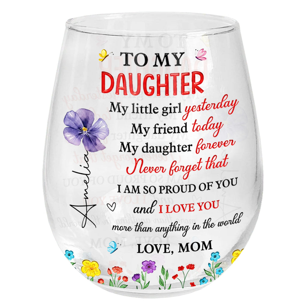 Personalized Stemless Wine Glass Custom Daughter Gift Idea Wine Glasses GradoCreations