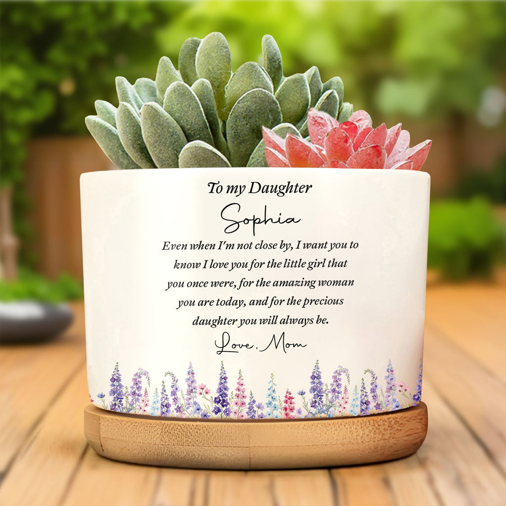 Personalized Ceramic Plant Pot Custom Message for Daughter