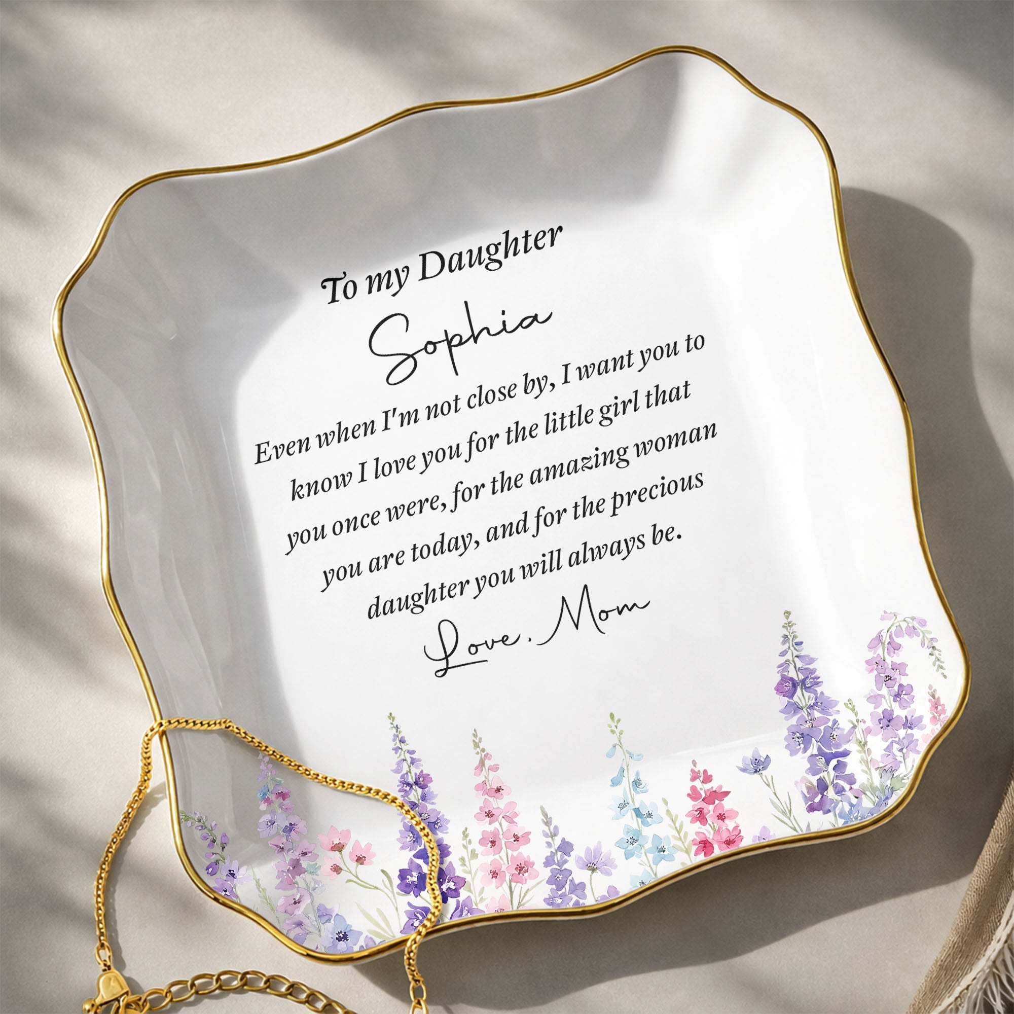 Personalized Lace Jewelry Dish Custom Name Gift for Daughter