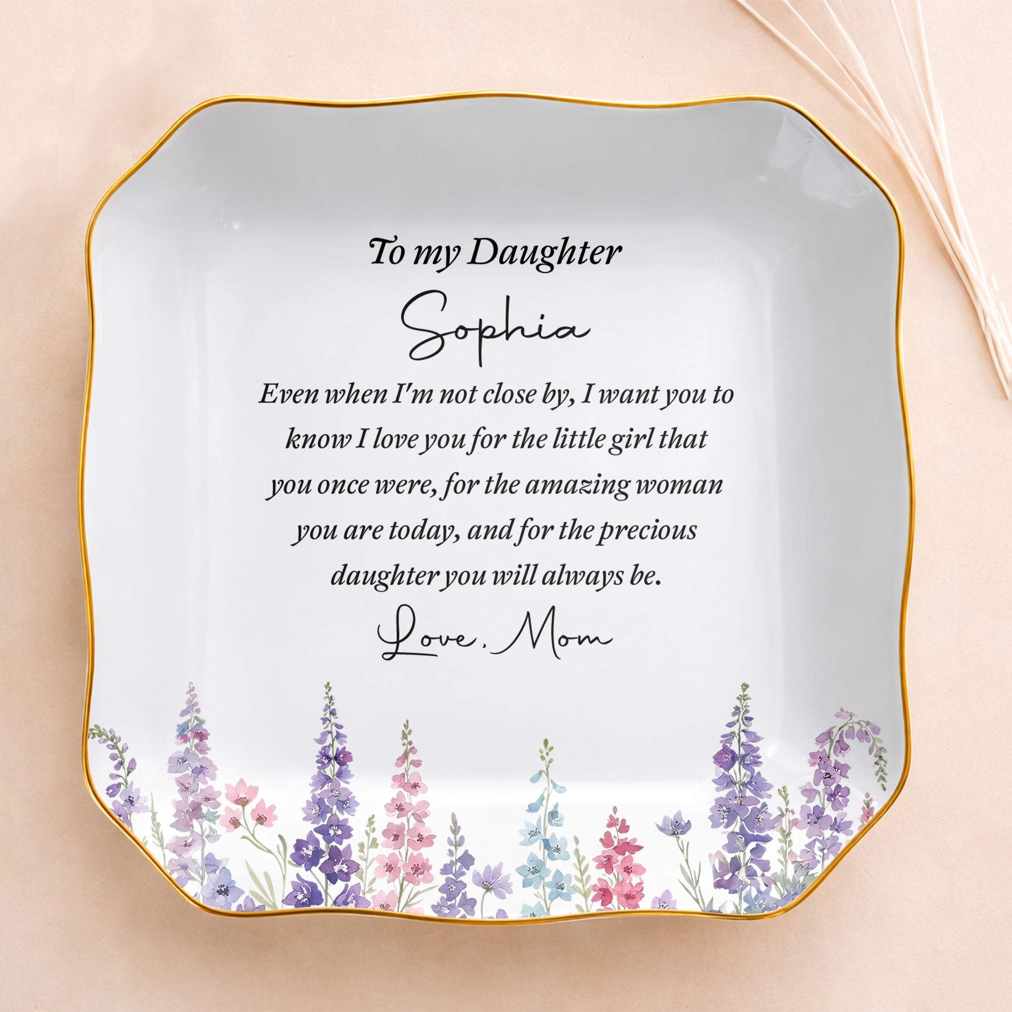 Personalized Lace Jewelry Dish Custom Name Gift for Daughter