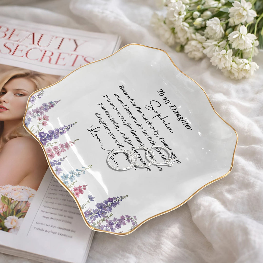 Personalized Lace Jewelry Dish Custom Name Gift for Daughter Lace Square Jewelry Dish GradoCreations