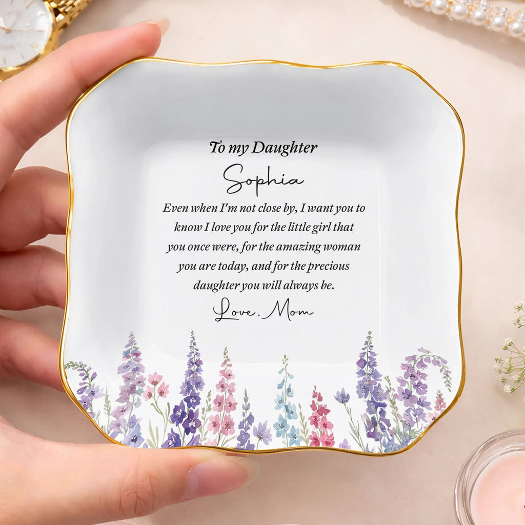 Personalized Lace Jewelry Dish Custom Name Gift for Daughter Lace Square Jewelry Dish GradoCreations