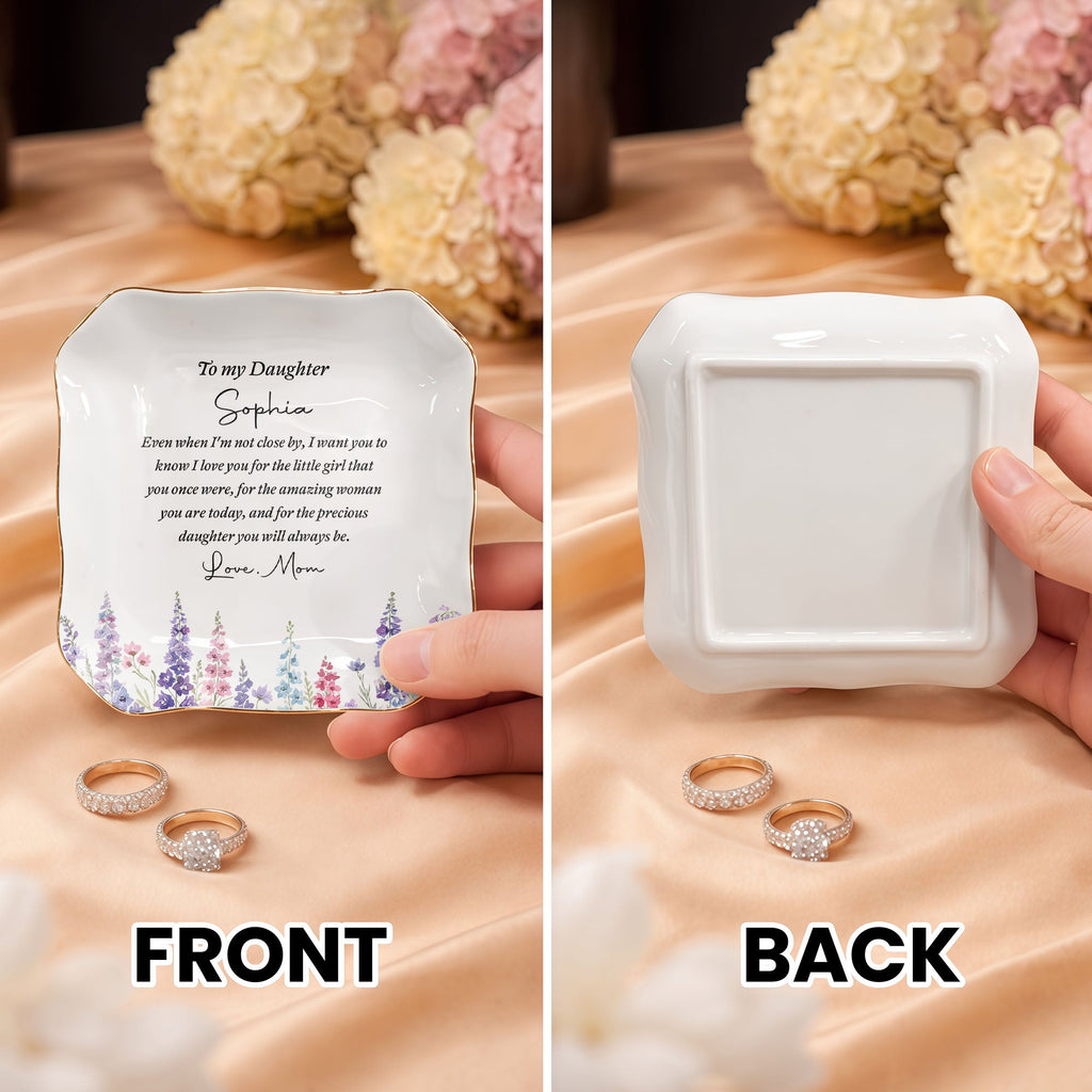 Personalized Lace Jewelry Dish Custom Name Gift for Daughter Lace Square Jewelry Dish GradoCreations