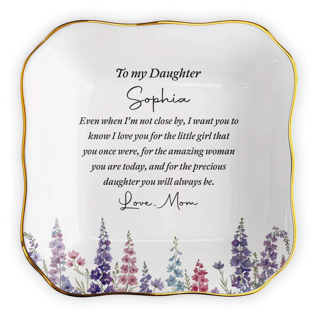 Personalized Lace Jewelry Dish Custom Name Gift for Daughter Lace Square Jewelry Dish GradoCreations