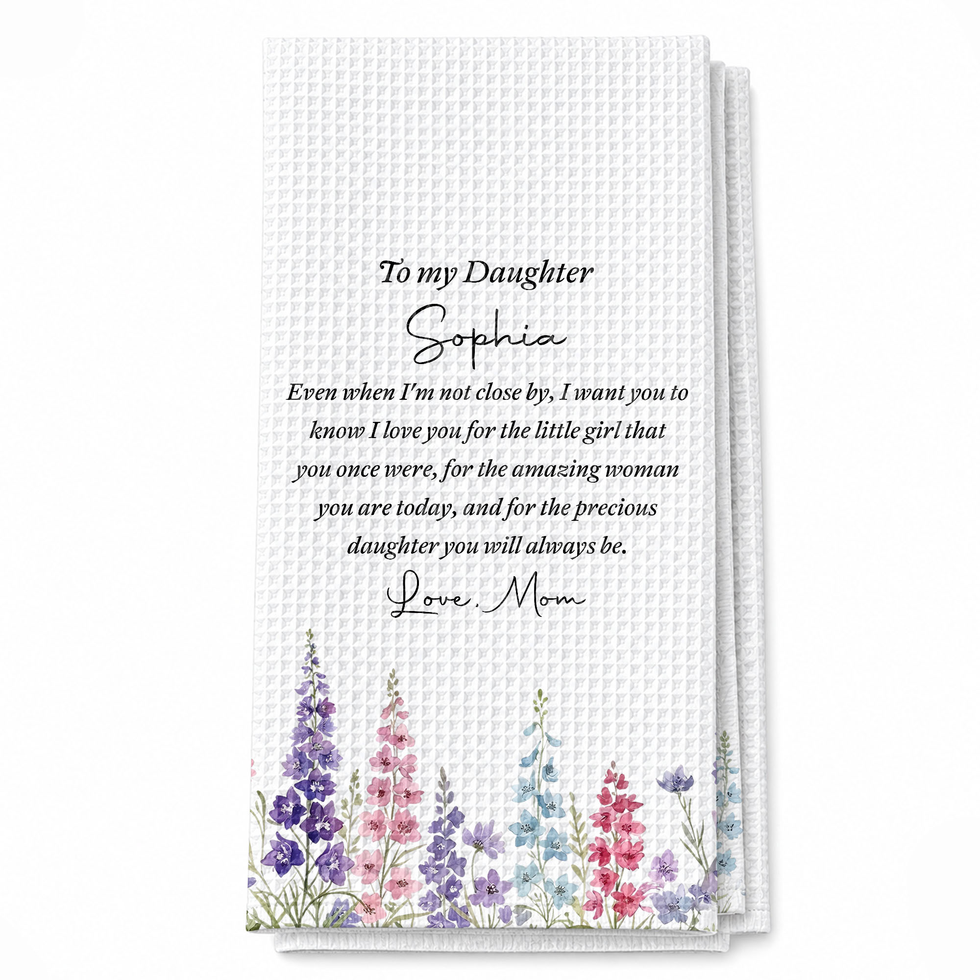 Personalized Kitchen Towel Birth Month Flowers Gift for Daughter Kitchen Towel GradoCreations