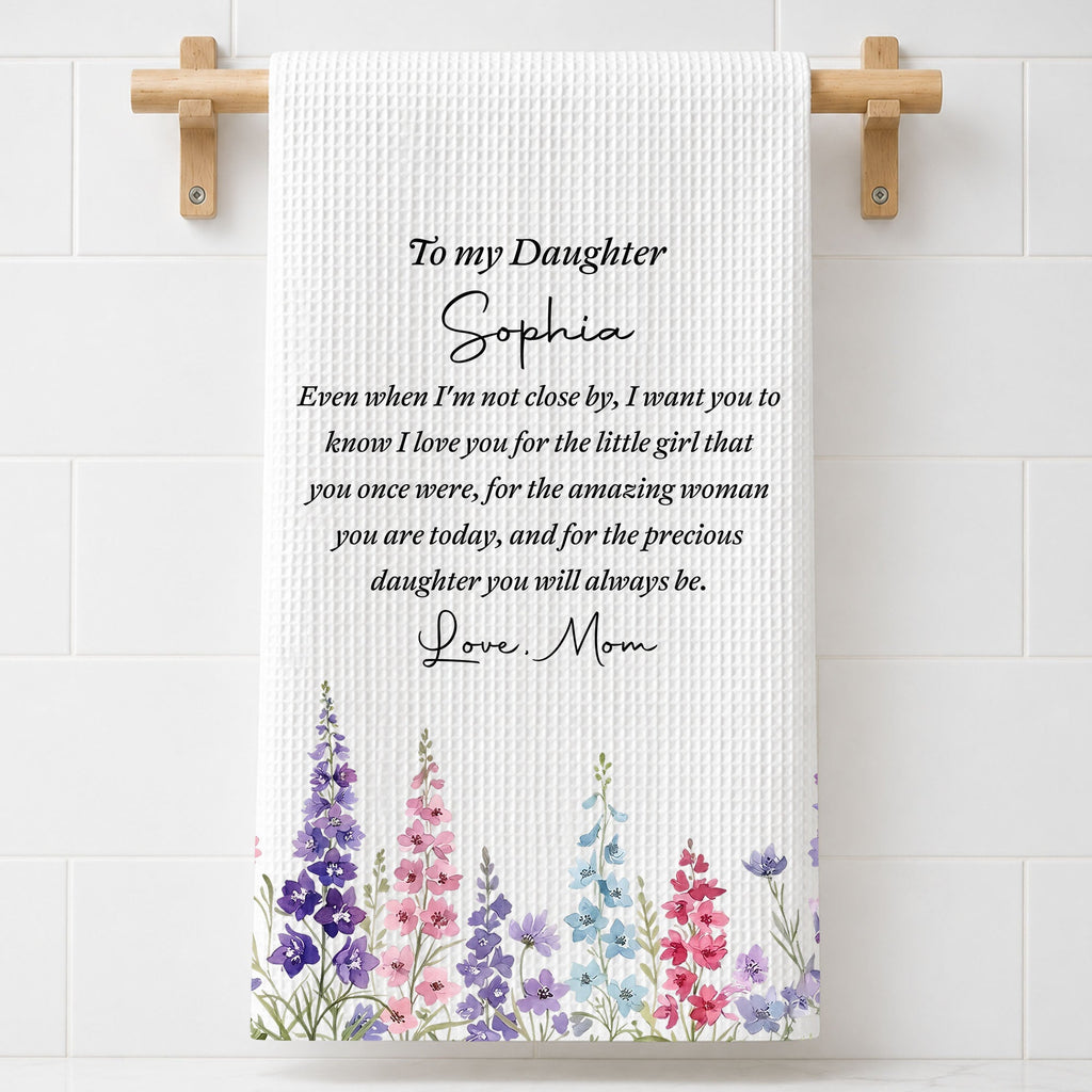 Personalized Kitchen Towel Birth Month Flowers Gift for Daughter Kitchen Towel GradoCreations