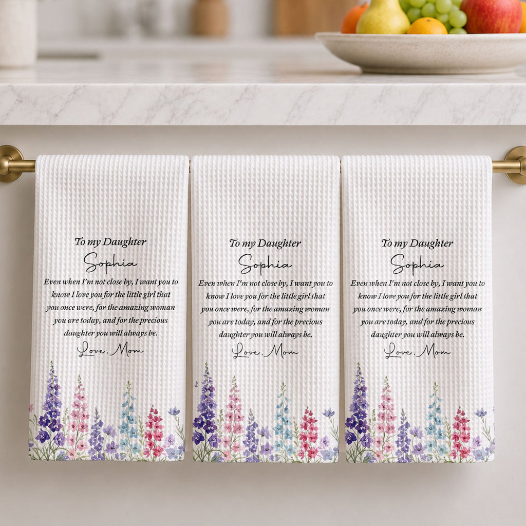 Personalized Kitchen Towel Birth Month Flowers Gift for Daughter Kitchen Towel GradoCreations