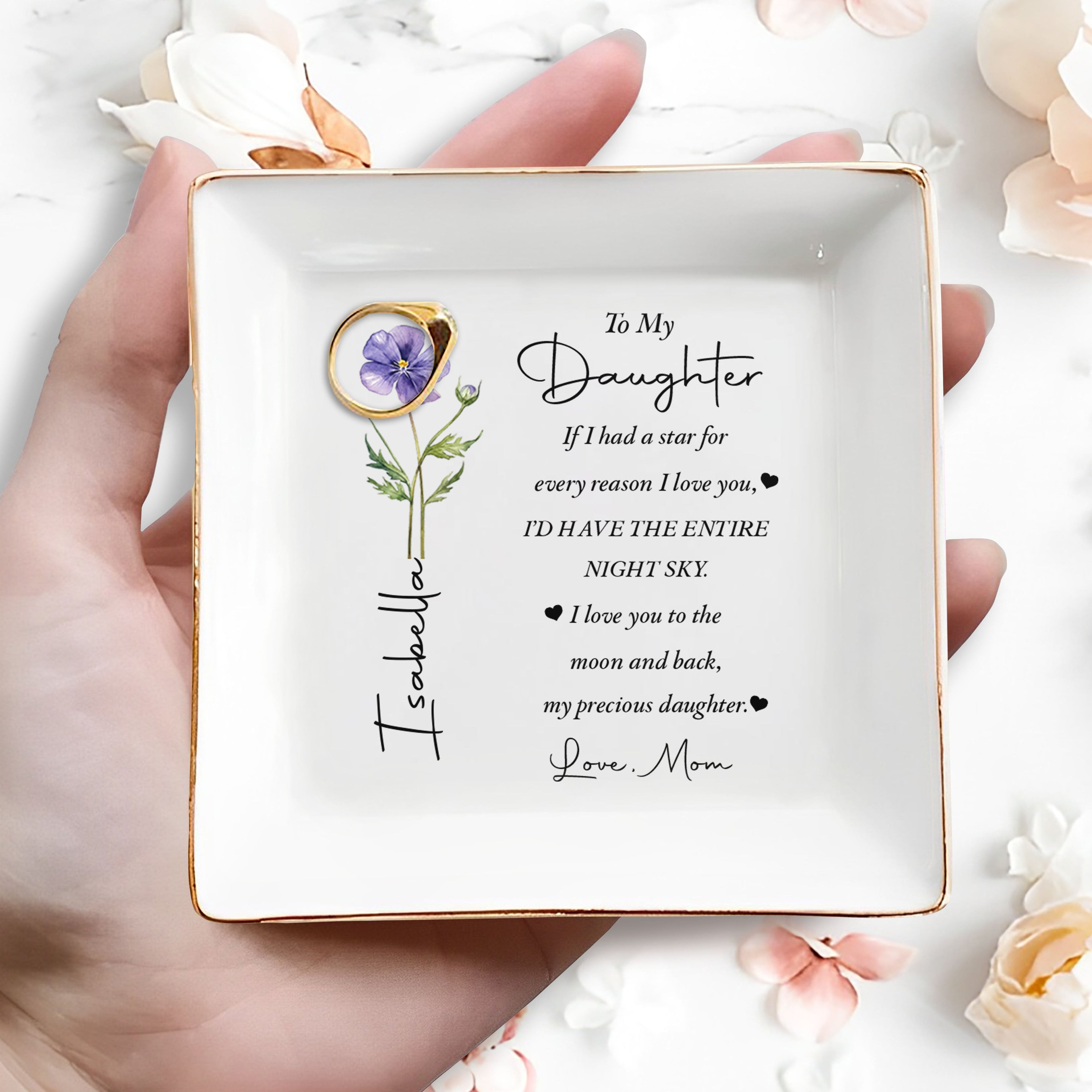 Personalized Ceramic Jewelry Dish Custom Name Gift for Daughter Jewelry Dish GradoCreations