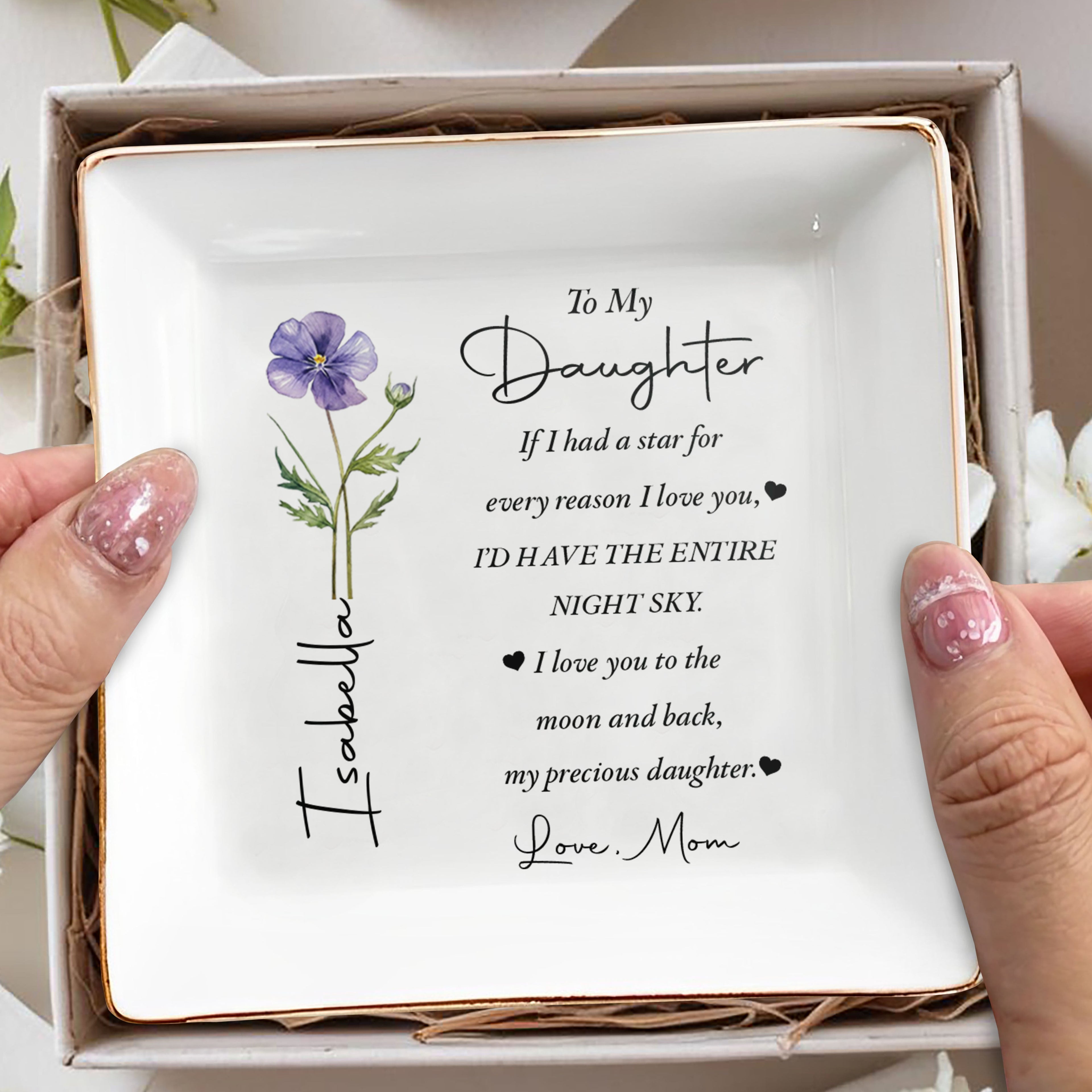 Personalized Ceramic Jewelry Dish Custom Name Gift for Daughter Jewelry Dish GradoCreations