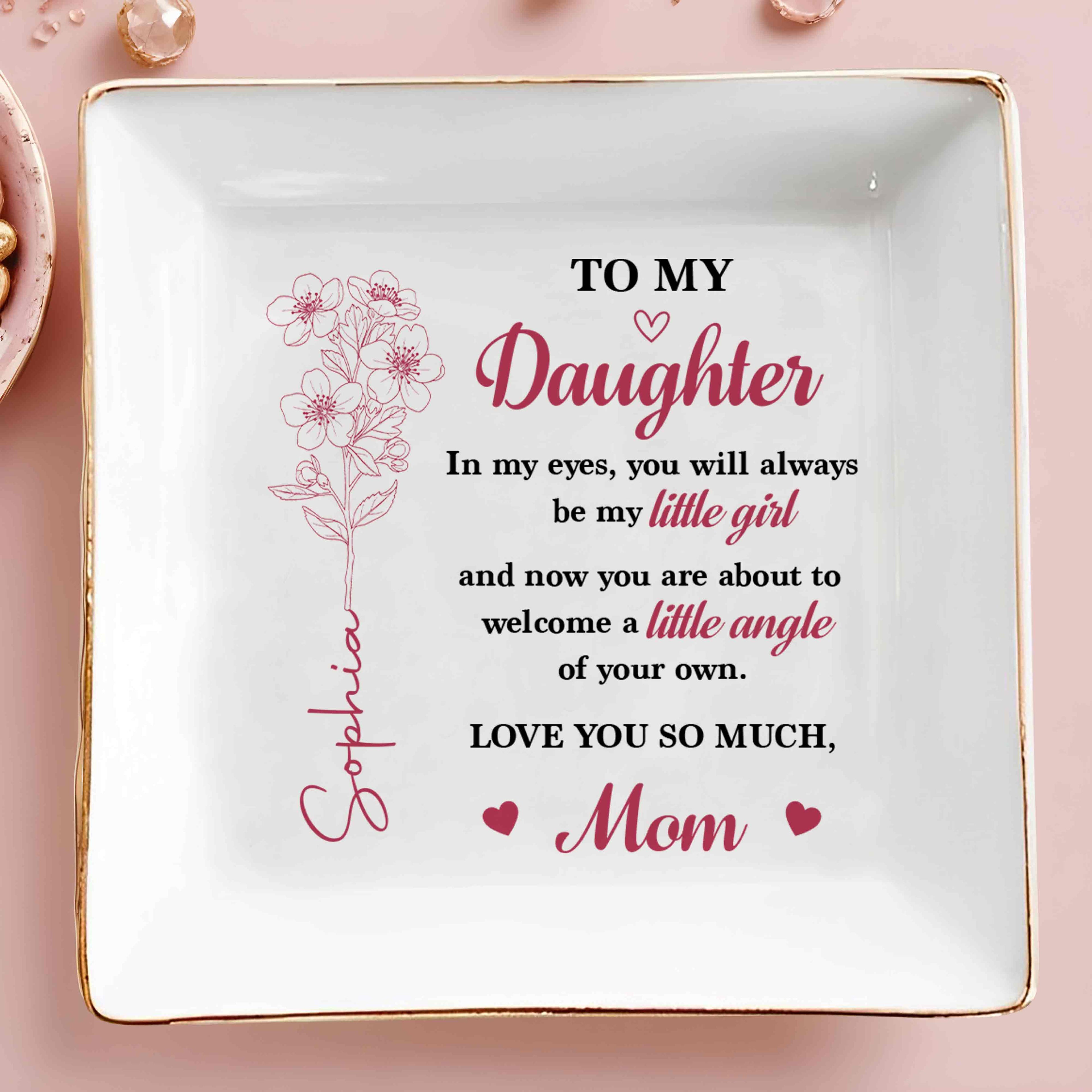 Personalized Birth Month Flower Jewelry Dish Gift for Daughter Jewelry Dish GradoCreations