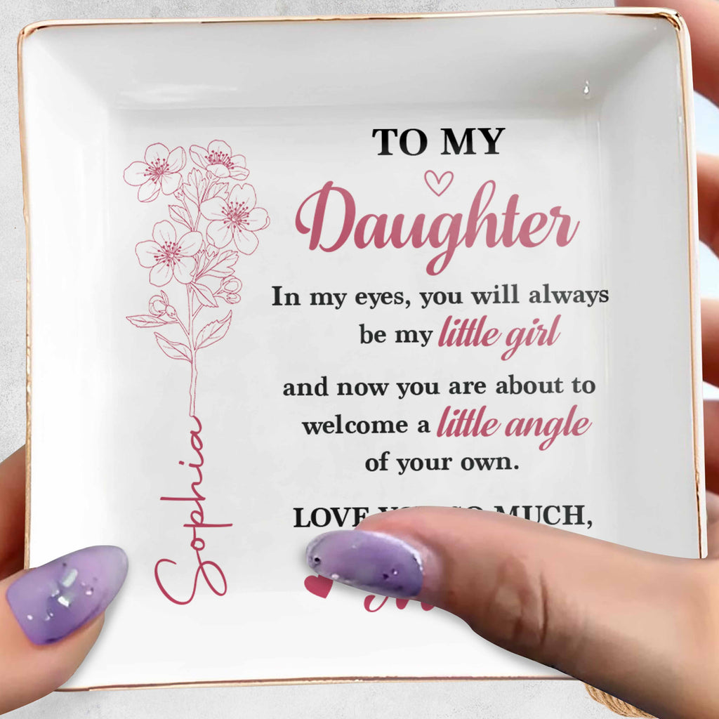 Personalized Birth Month Flower Jewelry Dish Gift for Daughter Jewelry Dish GradoCreations