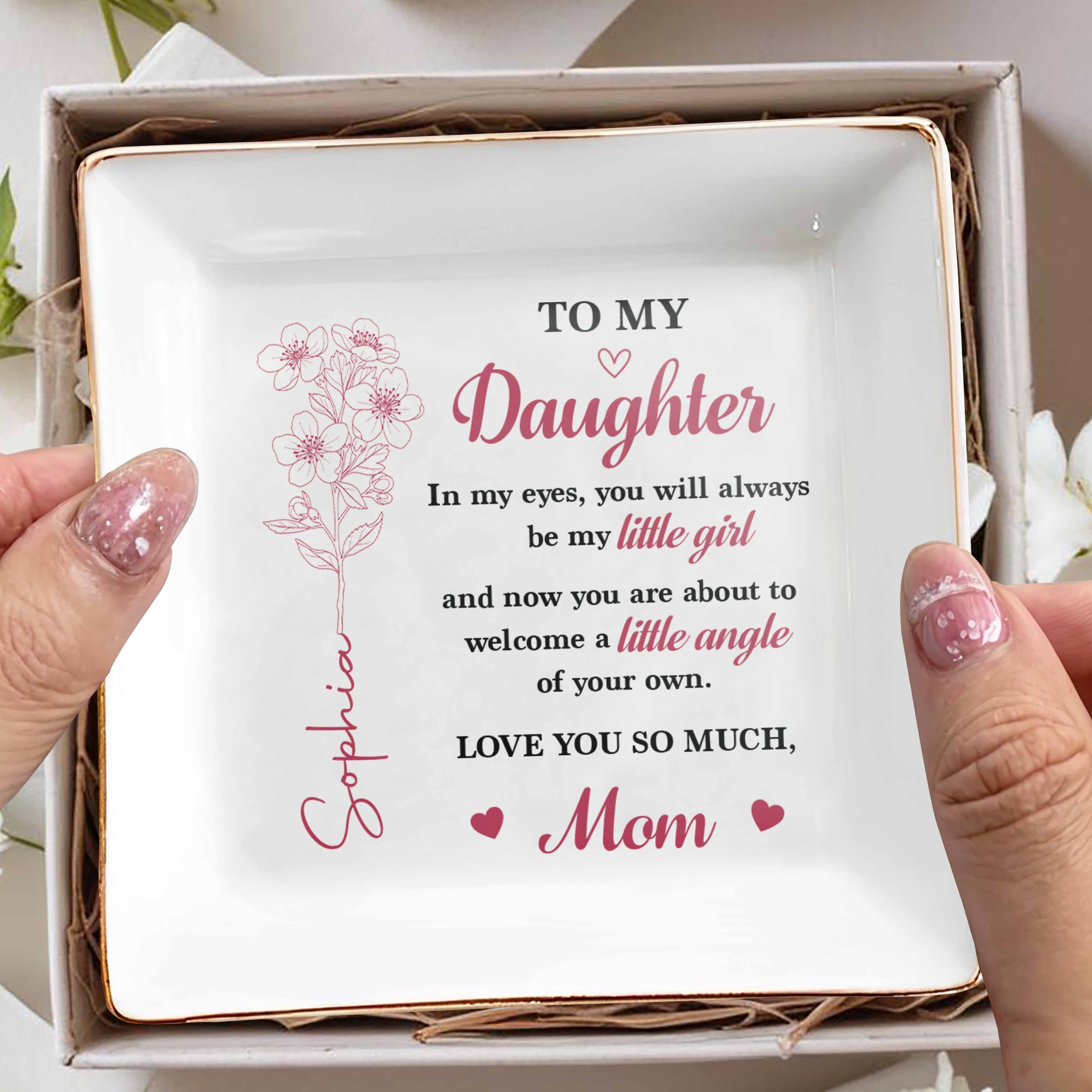 Personalized Birth Month Flower Jewelry Dish Gift for Daughter Jewelry Dish GradoCreations