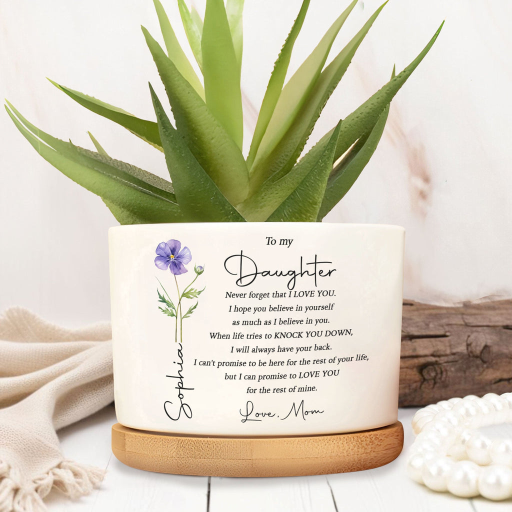 Personalized Ceramic Plant Pot Custom Name Gift for Daughter Ceramic Plant Pot GradoCreations