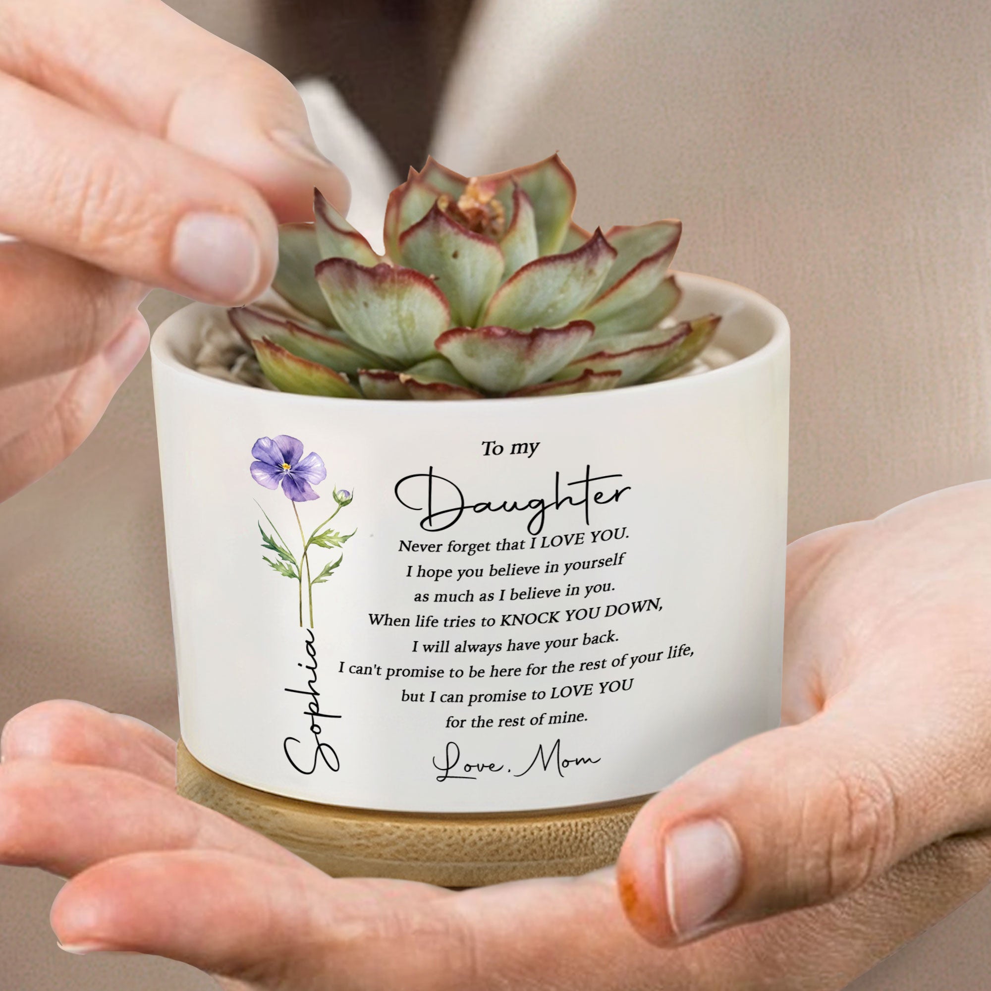 Personalized Ceramic Plant Pot Custom Name Gift for Daughter Ceramic Plant Pot GradoCreations