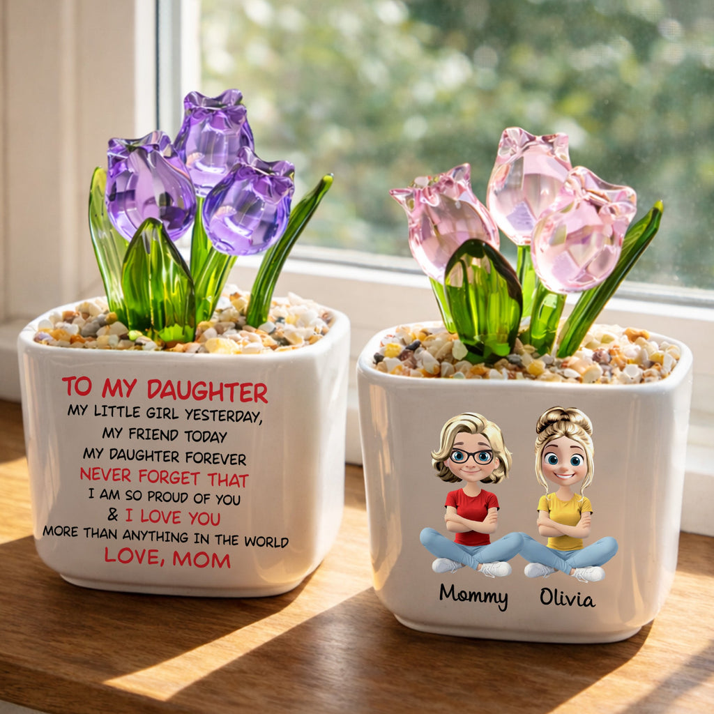 Personalized Glass Everlasting Tulips Custom Art for Daughter Glass Tulip GradoCreations
