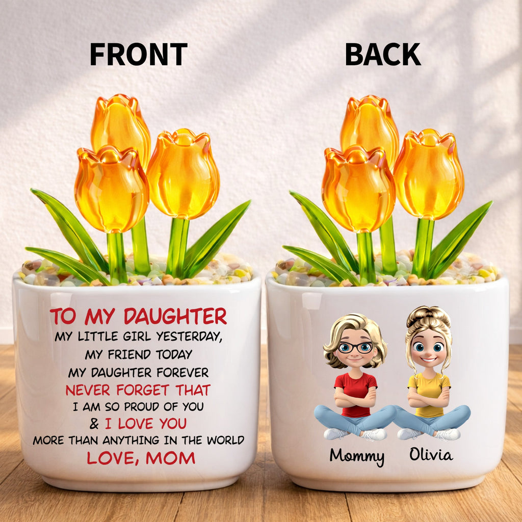 Personalized Glass Everlasting Tulips Custom Art for Daughter Glass Tulip GradoCreations