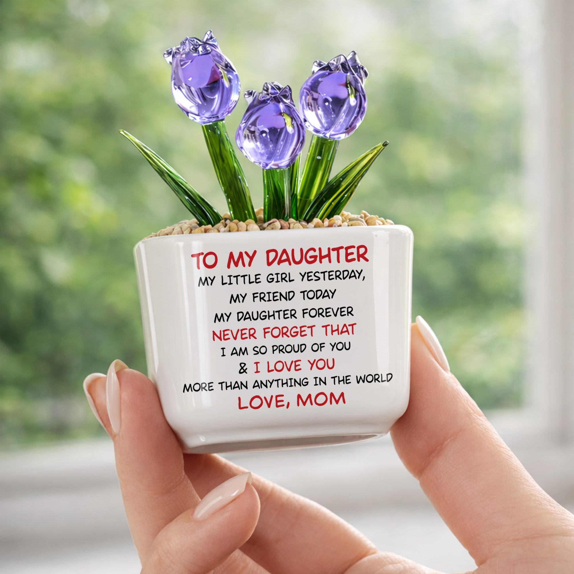 Personalized Glass Everlasting Tulips Custom Art for Daughter Glass Tulip GradoCreations