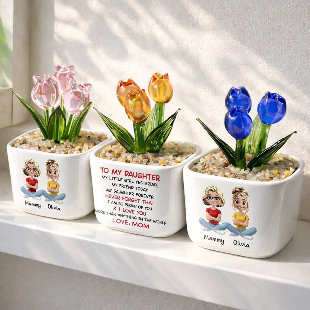 Personalized Glass Everlasting Tulips Custom Art for Daughter Glass Tulip GradoCreations
