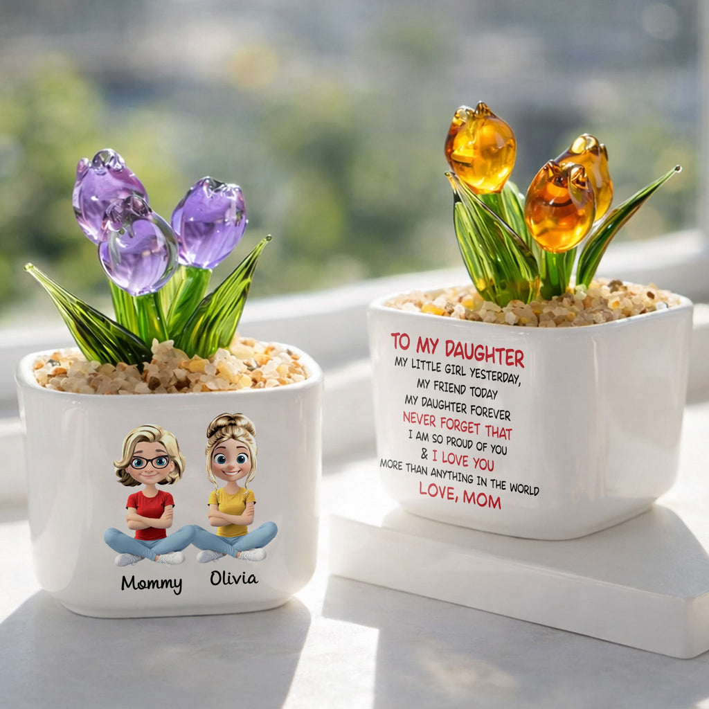 Personalized Glass Everlasting Tulips Custom Art for Daughter Glass Tulip GradoCreations