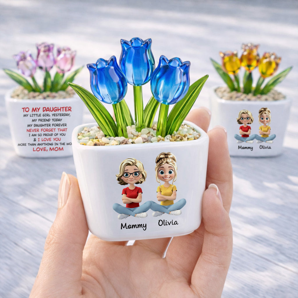 Personalized Glass Everlasting Tulips Custom Art for Daughter Glass Tulip GradoCreations