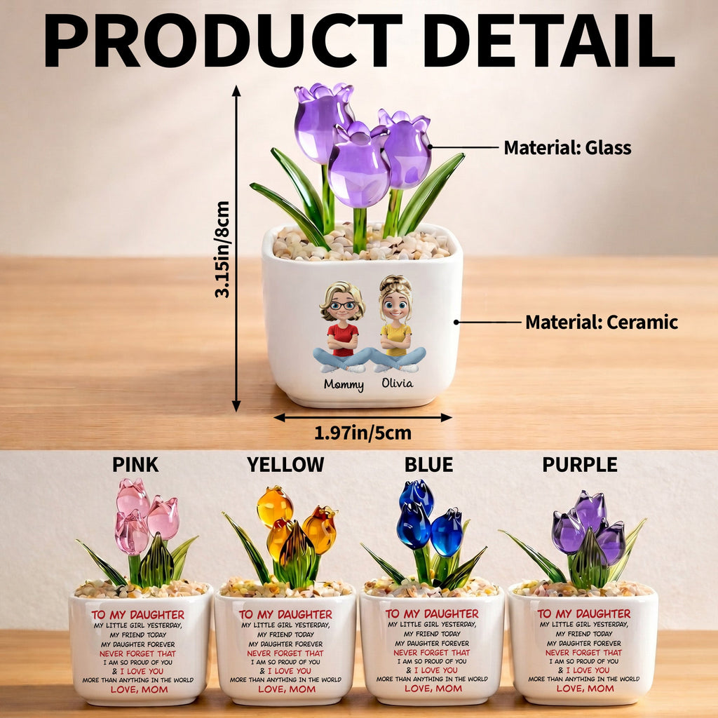 Personalized Glass Everlasting Tulips Custom Art for Daughter Glass Tulip GradoCreations
