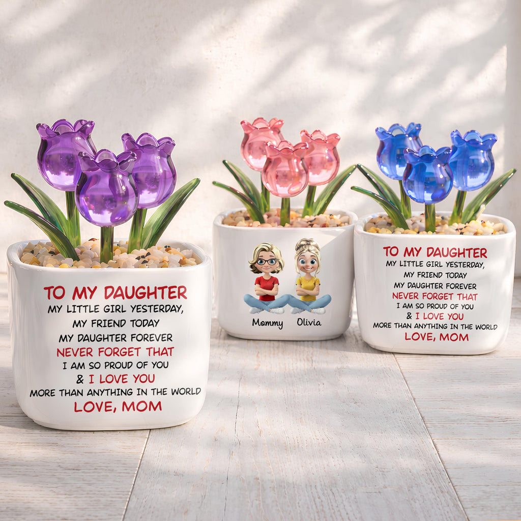 Personalized Glass Everlasting Tulips Custom Art for Daughter Glass Tulip GradoCreations