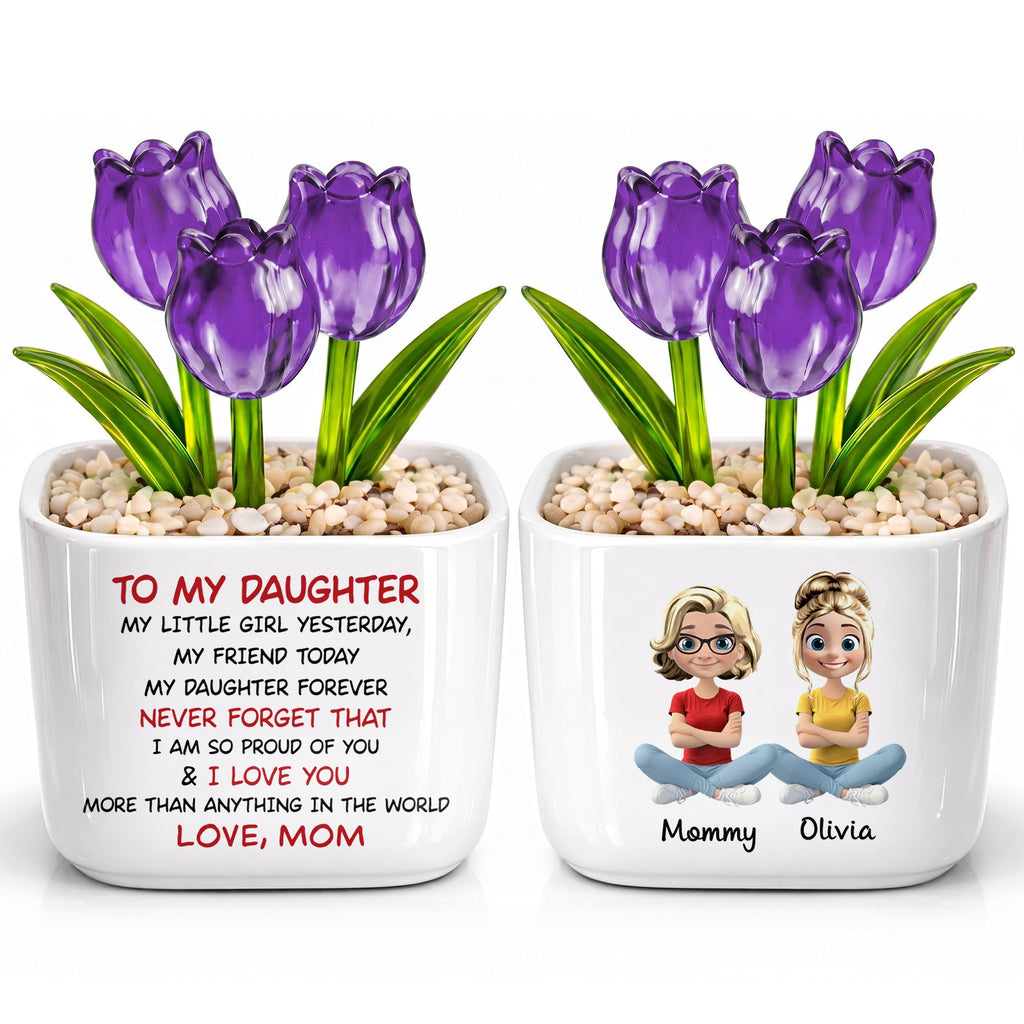Personalized Glass Everlasting Tulips Custom Art for Daughter Glass Tulip GradoCreations