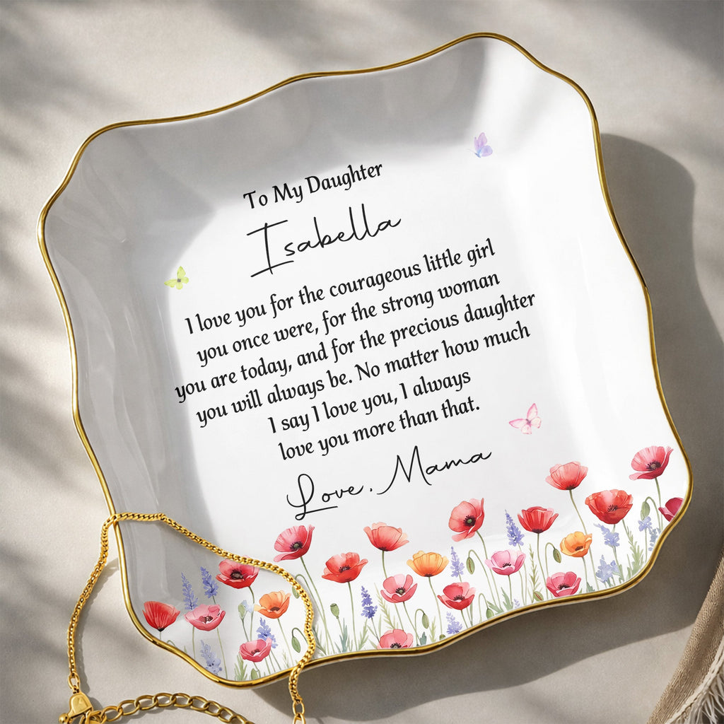 Personalized Lace Jewelry Dish Custom Name Gift for Daughter Lace Square Jewelry Dish GradoCreations