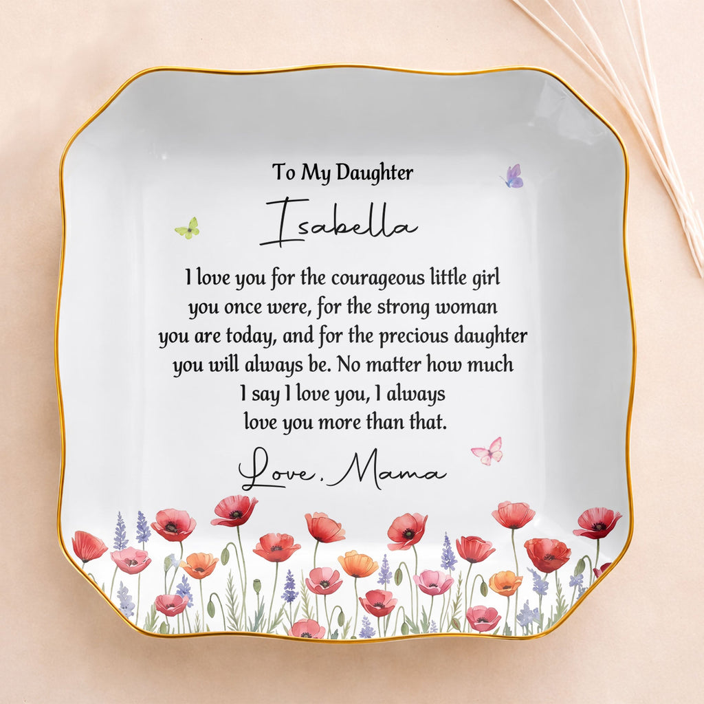 Personalized Lace Jewelry Dish Custom Name Gift for Daughter Lace Square Jewelry Dish GradoCreations
