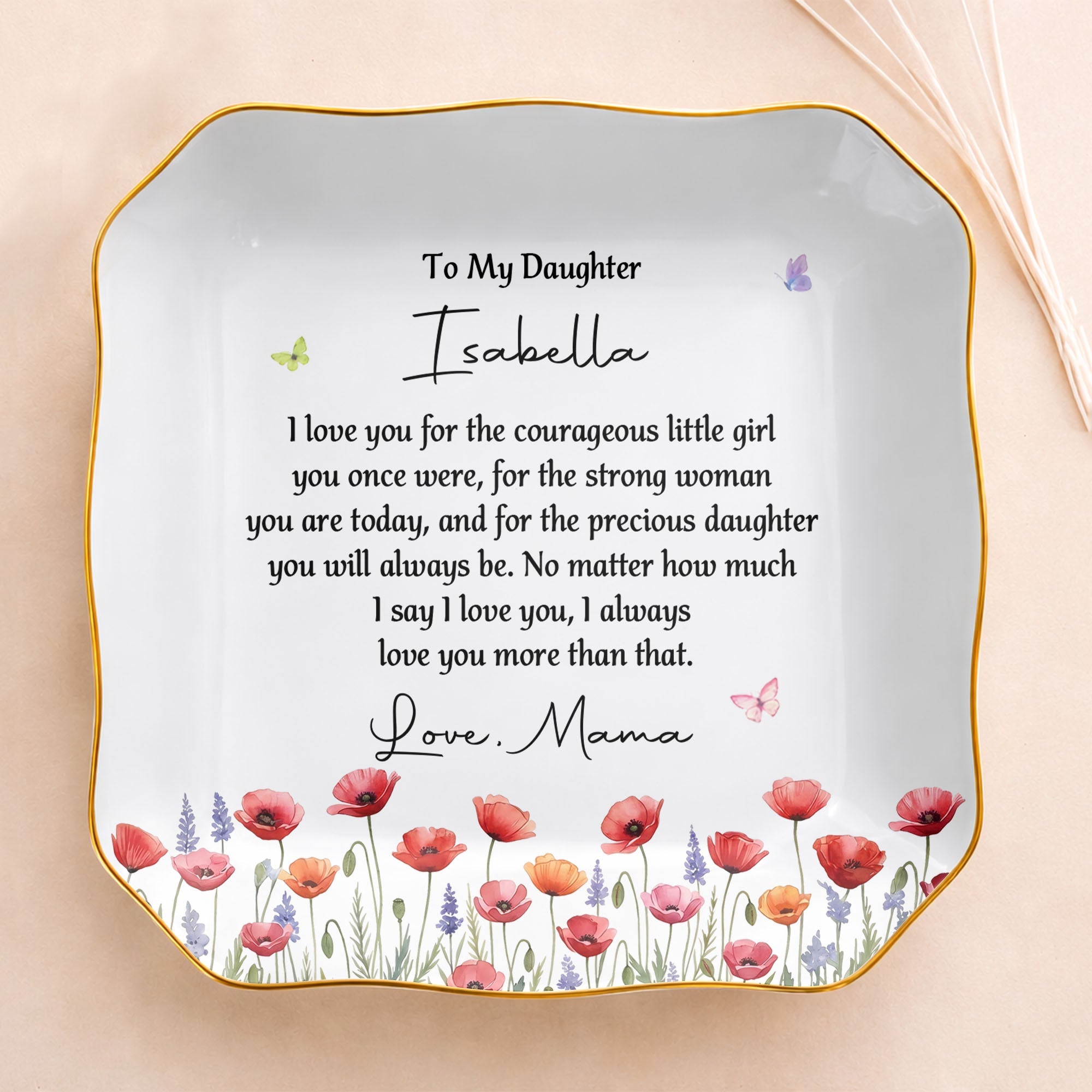 Personalized Lace Jewelry Dish Custom Name Gift for Daughter Lace Square Jewelry Dish GradoCreations
