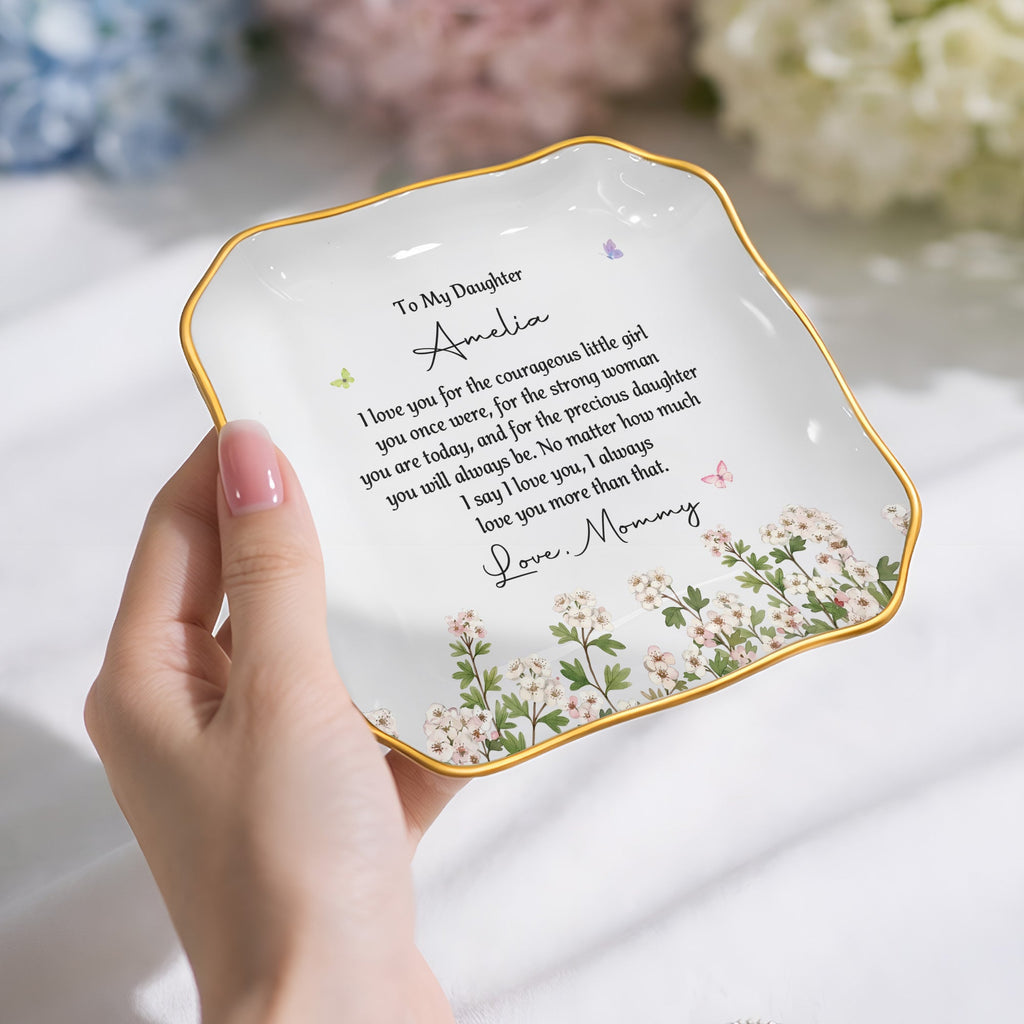 Personalized Lace Jewelry Dish Custom Name Gift for Daughter Lace Square Jewelry Dish GradoCreations