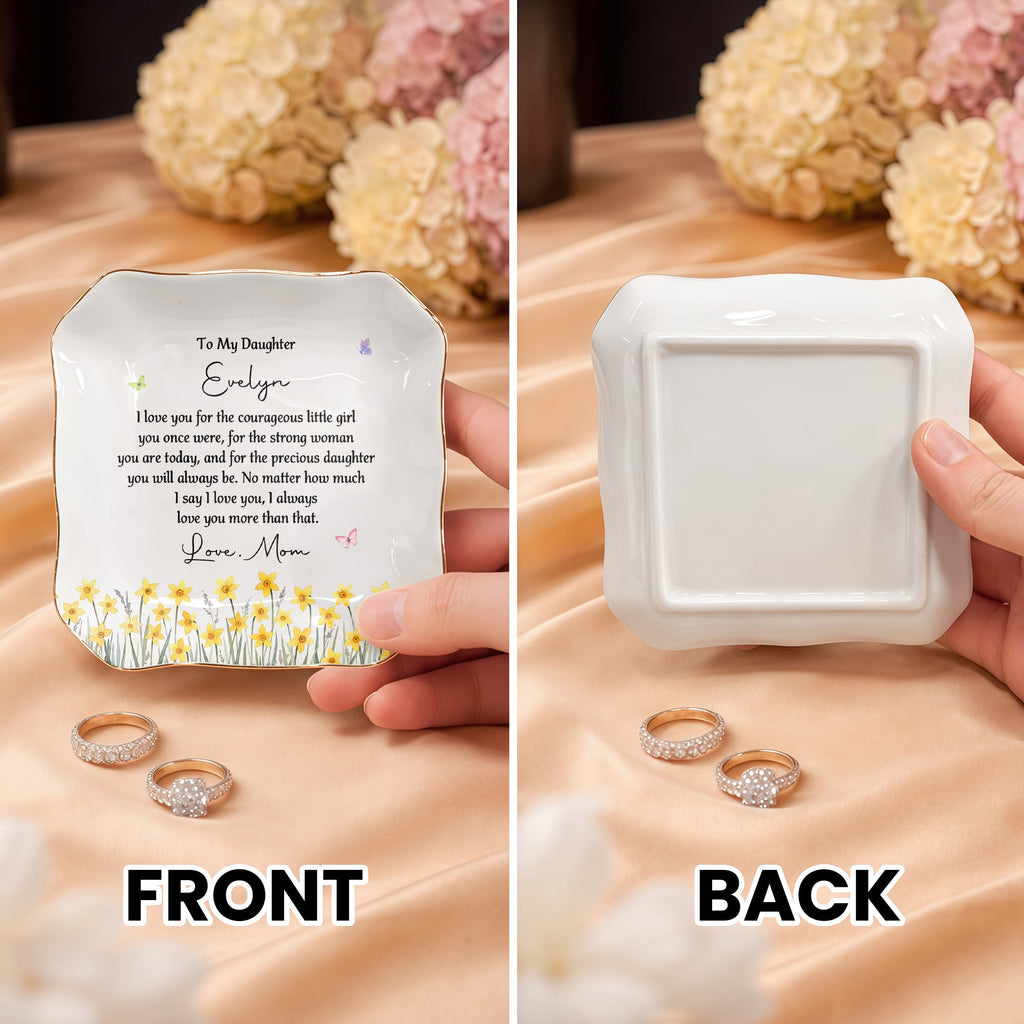 Personalized Lace Jewelry Dish Custom Name Gift for Daughter Lace Square Jewelry Dish GradoCreations