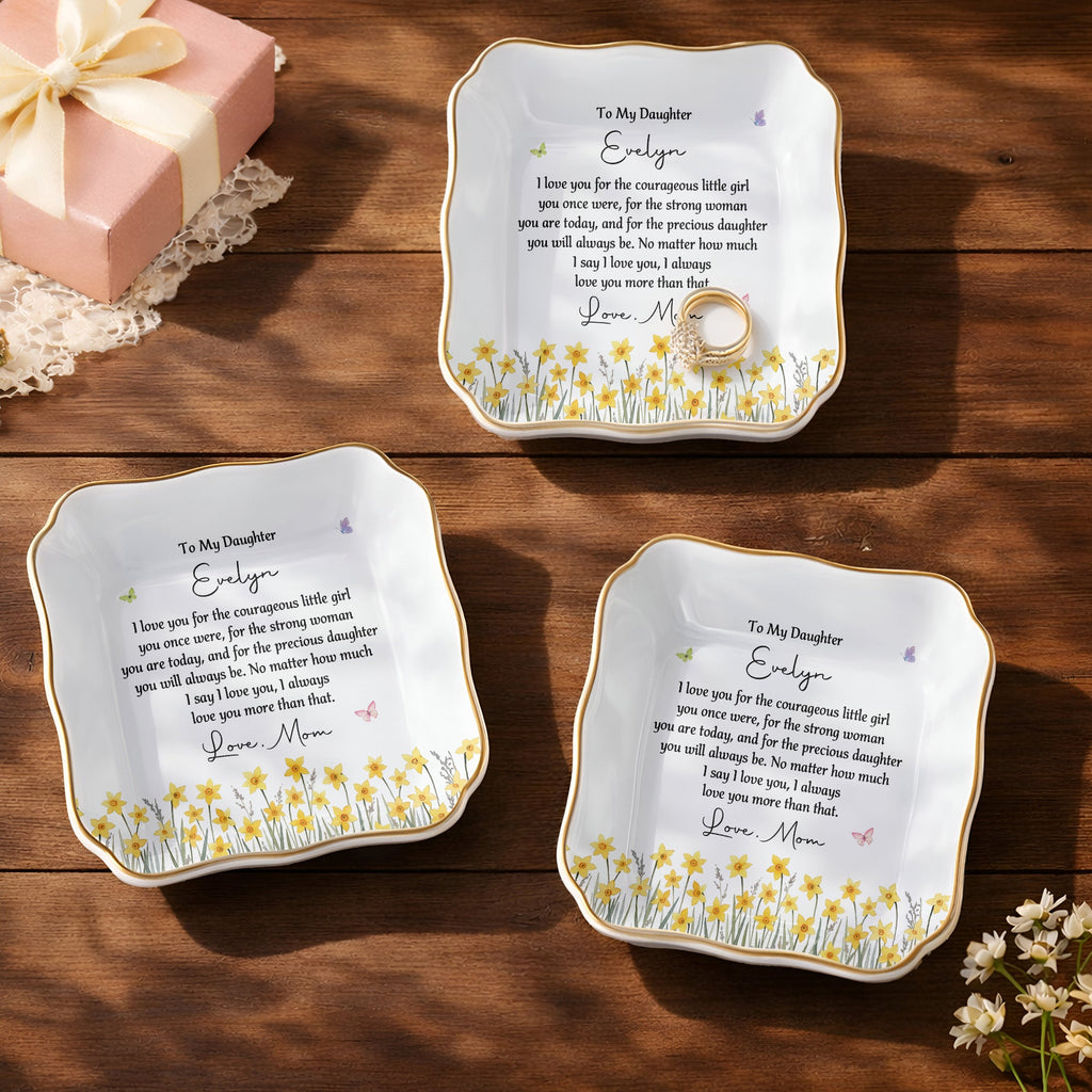 Personalized Lace Jewelry Dish Custom Name Gift for Daughter Lace Square Jewelry Dish GradoCreations