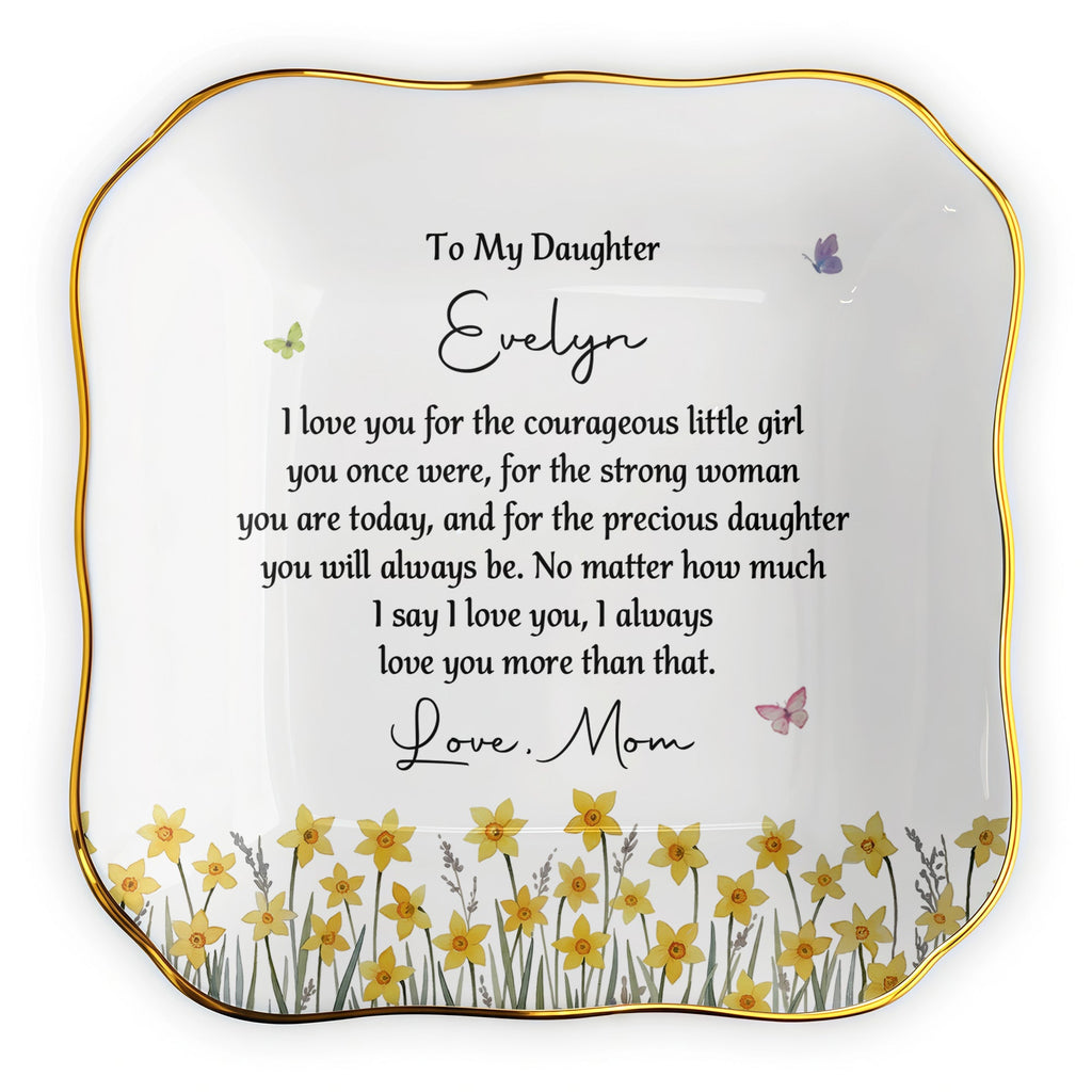 Personalized Lace Jewelry Dish Custom Name Gift for Daughter Lace Square Jewelry Dish GradoCreations