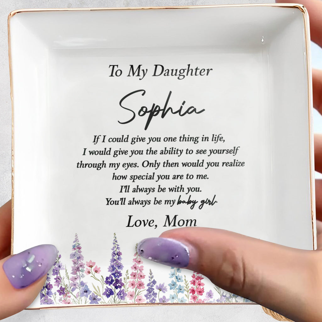 Personalized Floral Ceramic Jewelry Dish Custom Gift for Daughter Jewelry Dish GradoCreations