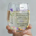 Personalized Stemless Wine Glass Custom Birth Month Flowers Gift for Daughter Wine Glasses GradoCreations