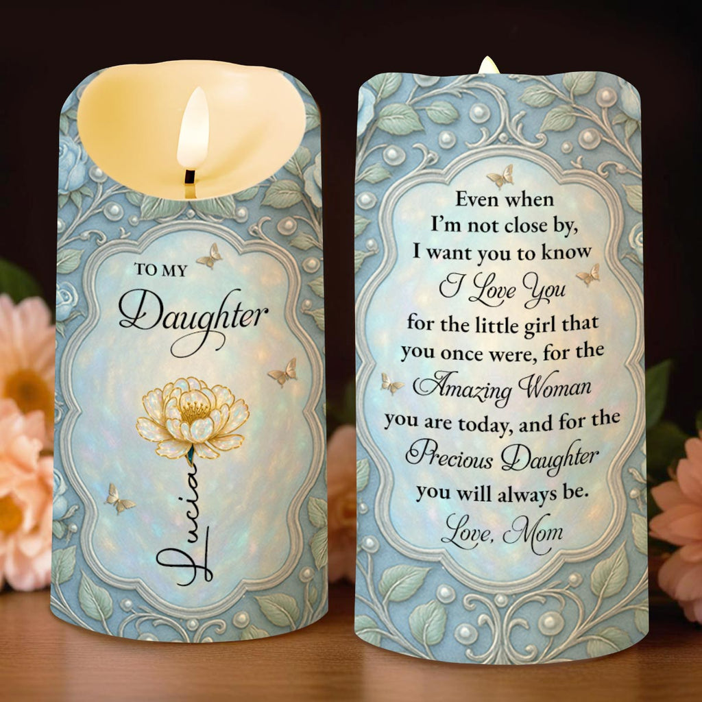 Personalized LED Candle Custom Flower Butterfly Gift for Daughter LED Candle GradoCreations