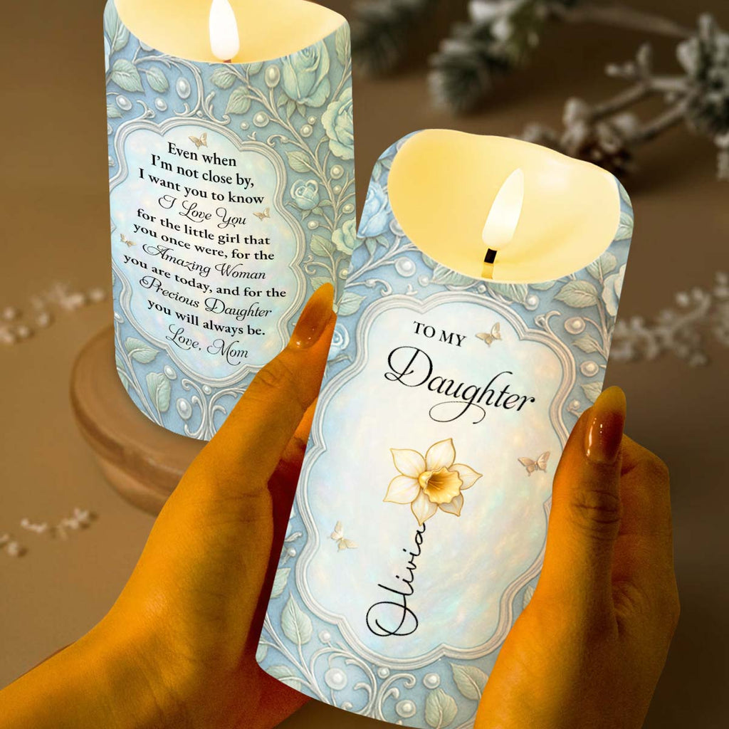 Personalized LED Candle Custom Flower Butterfly Gift for Daughter LED Candle GradoCreations