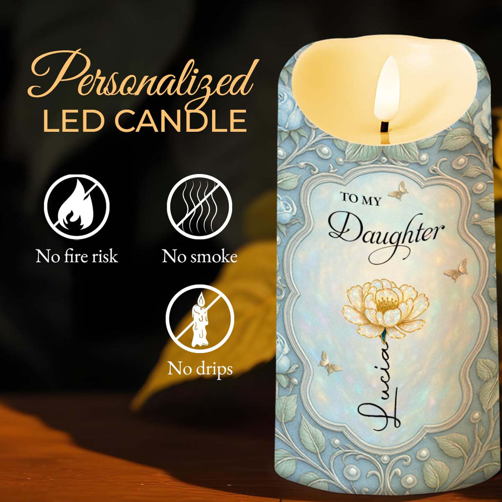 Personalized LED Candle Custom Flower Butterfly Gift for Daughter LED Candle GradoCreations