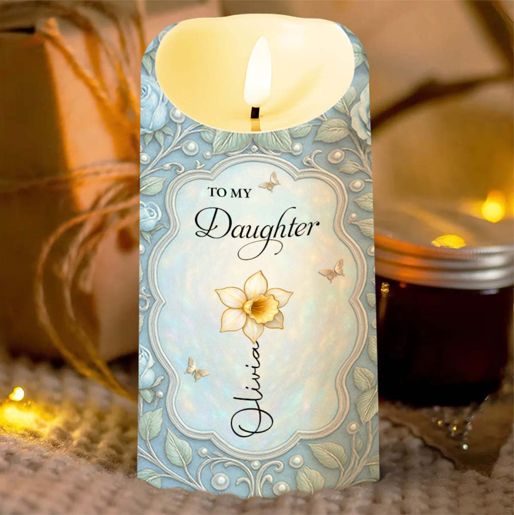 Personalized LED Candle Custom Flower Butterfly Gift for Daughter LED Candle GradoCreations