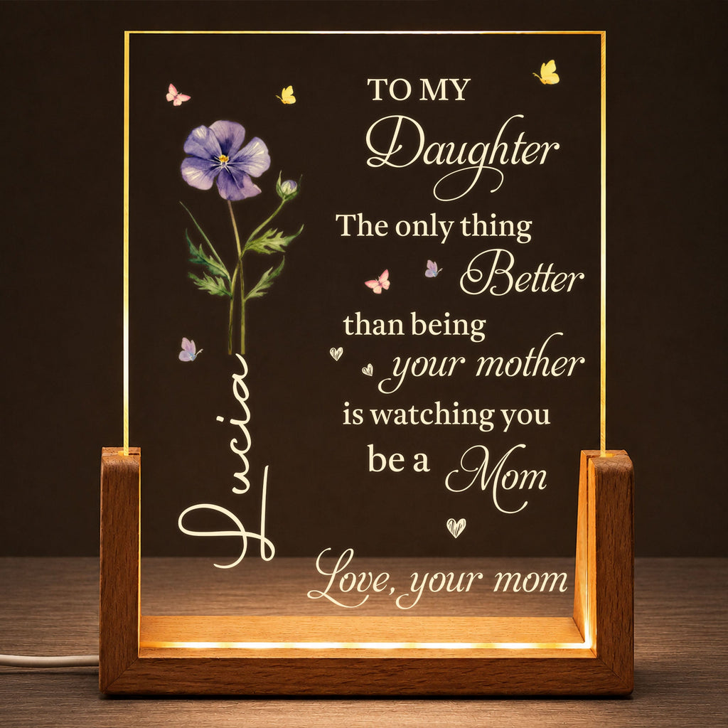 Personalized Acrylic Night Light Custom Name for Daughter Wood and Acrylic Night Light GradoCreations