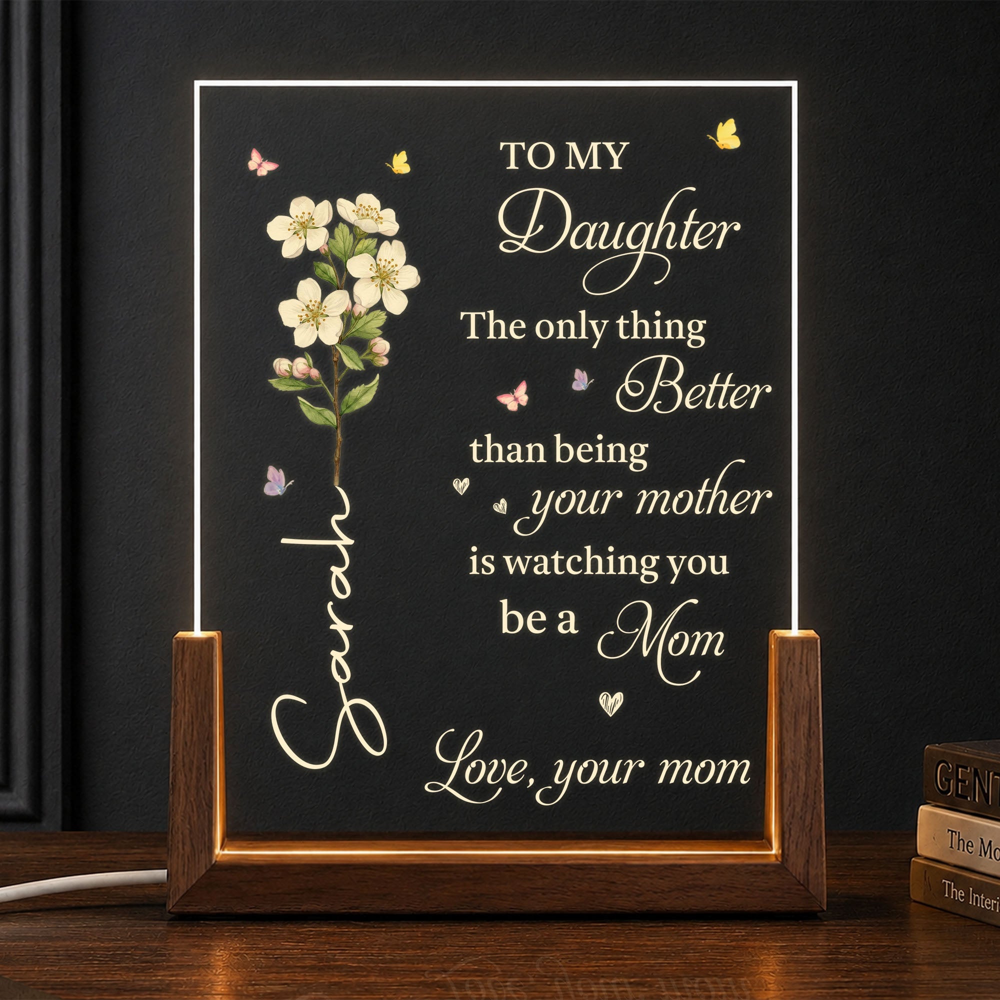 Personalized Acrylic Night Light Custom Name for Daughter Wood and Acrylic Night Light GradoCreations