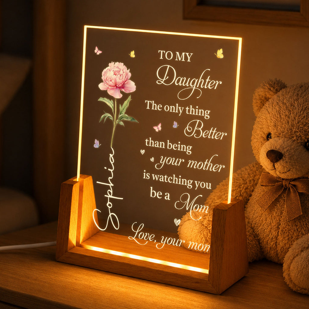 Personalized Acrylic Night Light Custom Name for Daughter Wood and Acrylic Night Light GradoCreations