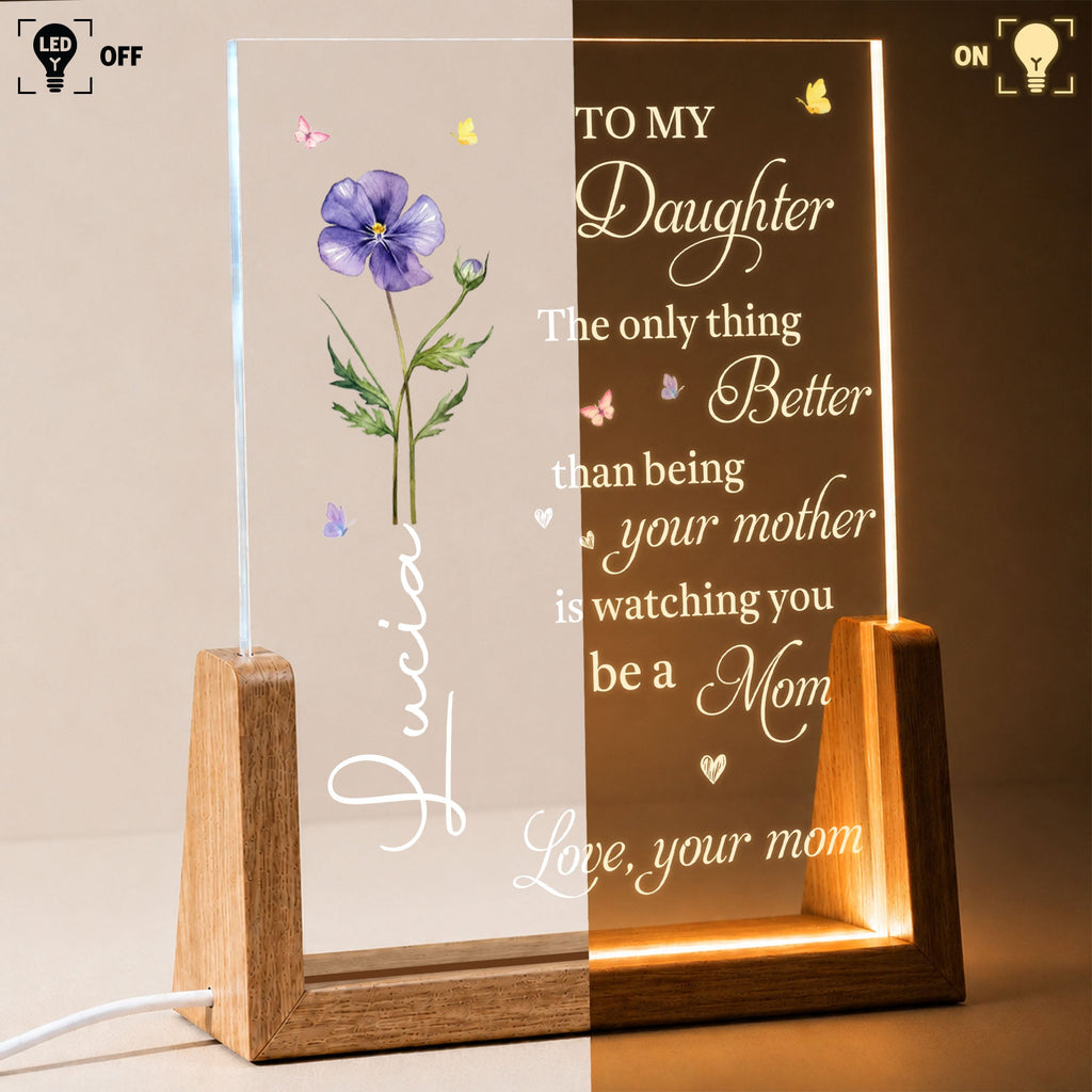 Personalized Acrylic Night Light Custom Name for Daughter Wood and Acrylic Night Light GradoCreations