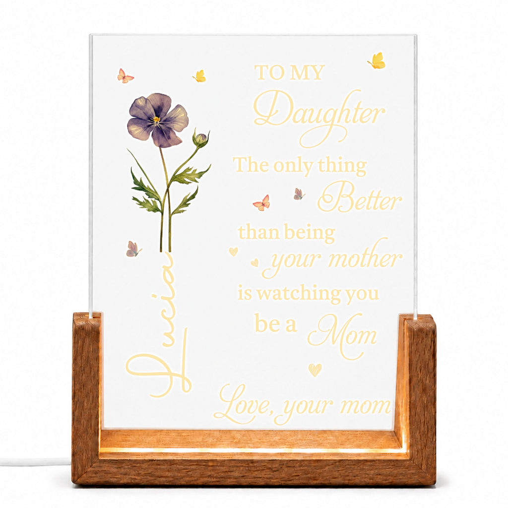 Personalized Acrylic Night Light Custom Name for Daughter Wood and Acrylic Night Light GradoCreations