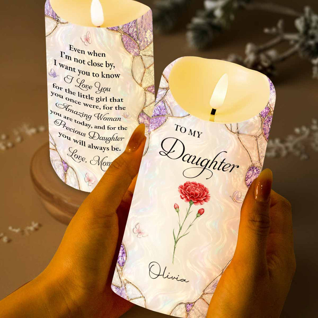 Personalized LED Candle Custom Flower Gift for Daughter LED Candle GradoCreations
