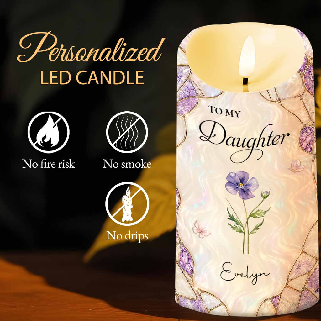Personalized LED Candle Custom Flower Gift for Daughter LED Candle GradoCreations