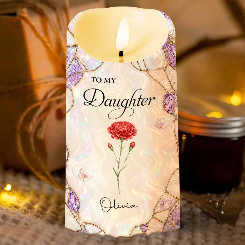 Personalized LED Candle Custom Flower Gift for Daughter LED Candle GradoCreations
