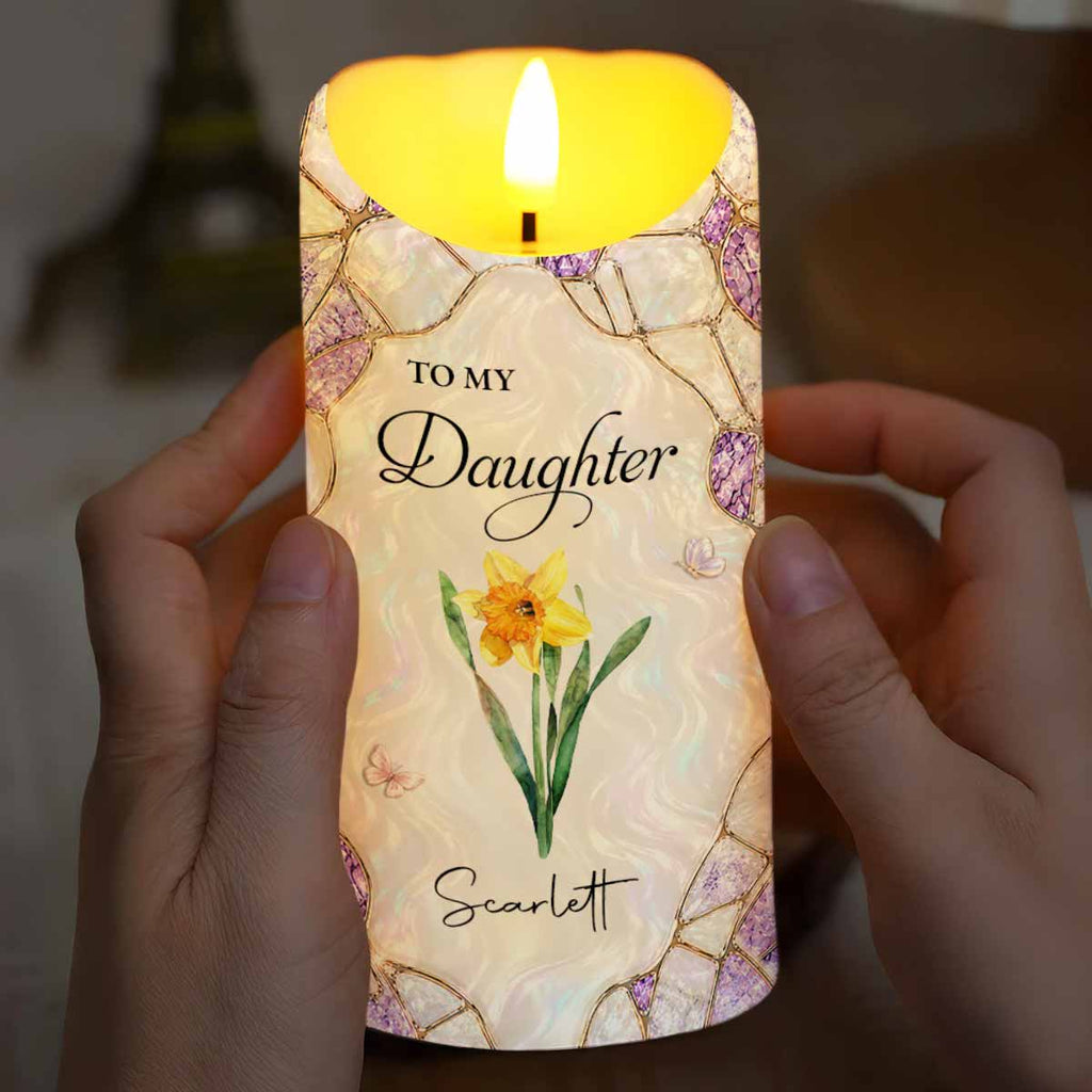 Personalized LED Candle Custom Flower Gift for Daughter LED Candle GradoCreations
